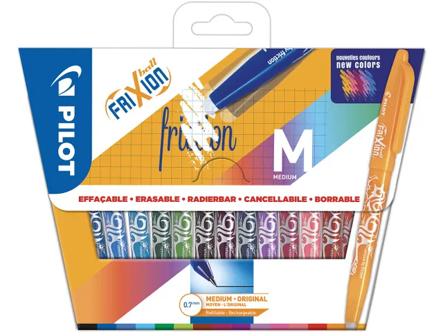 Gelroller Pilot Frixion Ball 07 Medium punt 15 stuks Assorti