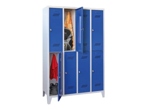 dubbeldekse locker,HxBxD 1850x1200x500mm,4x2vak.,RAL7035,front RAL5010