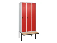 locker met bank,HxBxD 2120x900x815mm,3vak,vak B 300mm,draaigrendel
