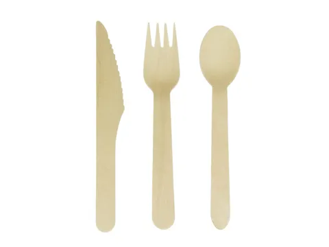 Bestekset hout 200 stuks 70x lepel 65x vork 65x mes 160 Duurzaam
