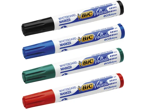 Viltstift Bic Velleda 1704 whiteboard rond large assorti 4 Stuks
