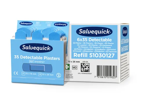 Pleisters Salvequick blauw detectabel refill 35 Stuks