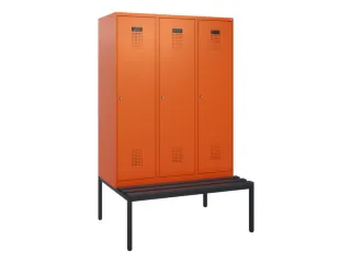 locker met bank,HxBxD 1950x1200x815mm,3vak,vak B 400mm,cilinderslot - 2
