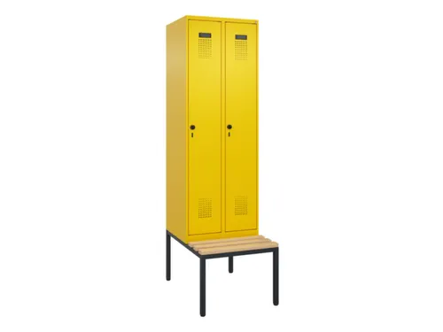 locker met bank,voor scheiding van kleding,HxBxD 2120x600x815mm,2vak