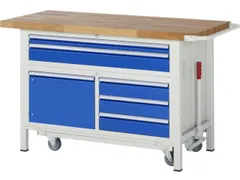 Werkbank Hxbxd 880x1500x700mm Beukenhouten Werkblad 5laden Kast