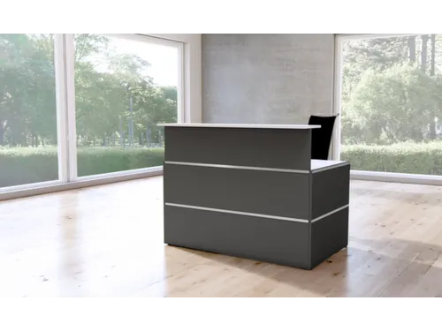 Balie Compleet 1350x 1015mm Recht Front Antraciet Bladen Wit