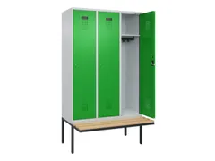 locker met bank,HxBxD 2120x1200x815mm,3vak,vak B 400mm,cilinderslot