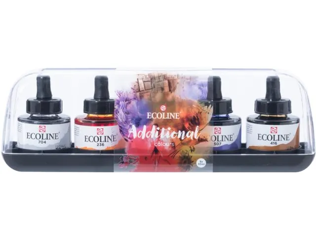 Inkt Talens Ecoline met pipet additional set à 5 ass