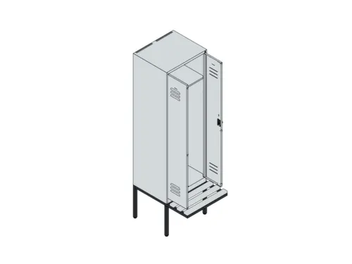 PBM-locker met bank,HxBxD 2120x600x815mm,2vak,vak B 300mm,draaigrendel