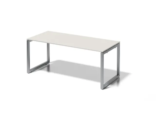 bureau,HxBxD 740x1800x800mm,blad grijswit,sledeframe zilverkleurig