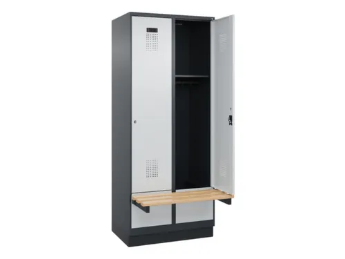 locker met bank,HxBxD 1950x800x815mm,2vak,vak B 400mm,cilinderslot
