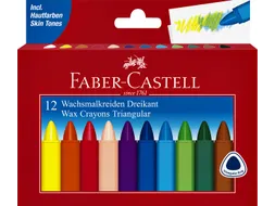 Waskrijt Faber-Castell driehoekig assorti set à 12 stuks