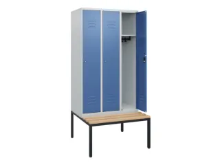 locker met bank,HxBxD 1950x900x815mm,3vak,vak B 300mm,cil.-slot - 2
