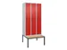 Armoire vestiaire Classic+ 3 comp 212x90x81,5cm gris clair/rouge
