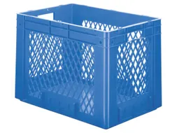 Euronorm Stapelkrat 420x600x400mm 80l Opengewerkt/Bodem Gesl. Blauw