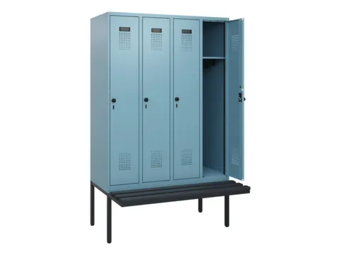 locker met bank,HxBxD 1950x1200x815mm,4vak,vak B 300mm,draaigrendel