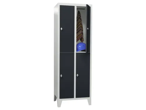 lockerkast,HxBxD 1850x600x500mm,2x2vakken,RAL7035,front RAL7016