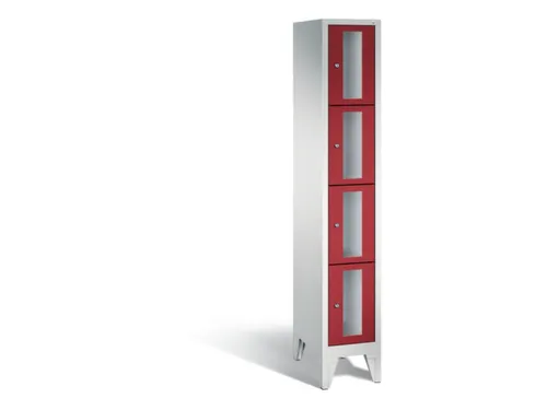 lockerkast 1850x320x500mm 1x4 vakken Cilinderslot Poten, RAL3003