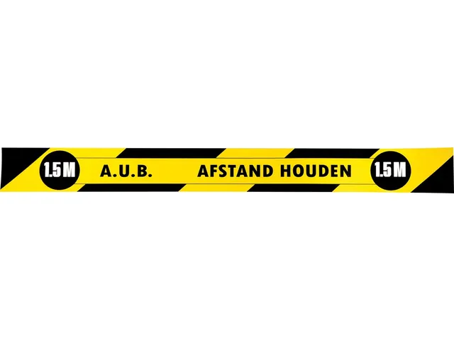 Vloersticker Houd 1,5 Meter Afstand Geel/Zwart 80x8cm