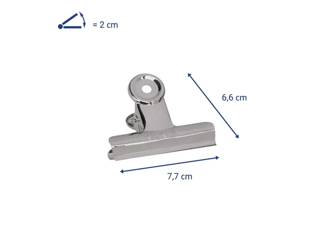 Papierklem MAUL Bulldog 77mm capaciteit 20mm zilver 5 stuks