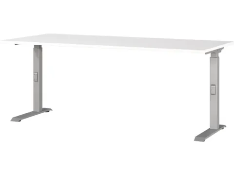 In hoogte verstelbaar bureau,HxBxD 680-910x1800x800mm,blad wit