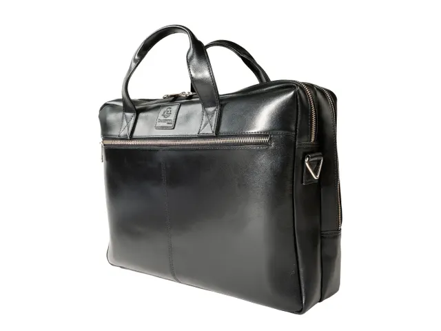 Computertas-dubbel E xactive zwart leder