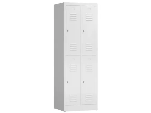 Dubbeldekse garderobekast 1800x590x500mm 2x2vak klink sokkel RAL9003