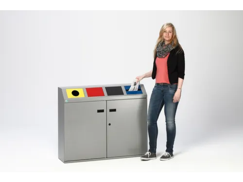 Afvalverzamelstation 4X50 Liter Romp Zilverkleurig