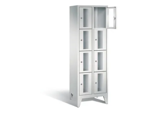 Lockerkast 1850x610x500mm 2x4 vakken Cilinderslot Poten, RAL7035