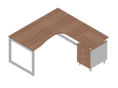 Bureauset Bureau Staand Ladeblok Rechts 730x1600x1650mm Canaletto Zilv