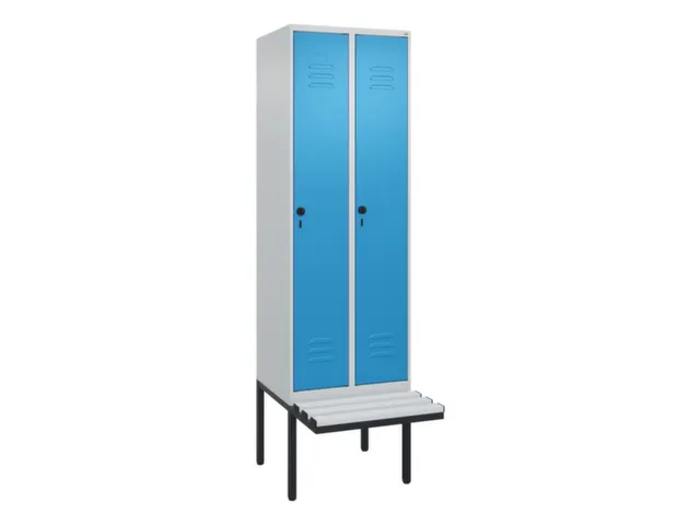locker met bank,HxBxD 2120x600x815mm,2vak,vak B 300mm,draaigrendel