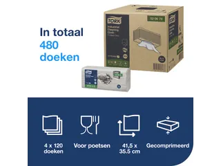 Reinigingsdoek Tork Industrial W4 gevouwen 120 vel grijs 520679 - 3