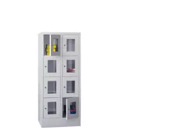 lockerkast,HxBxD 1518x600x500mm,2x4vakken,RAL7035,front RAL6011
