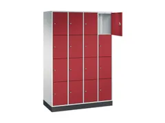 lockerkast,RAL 7035/RAL 3003,HxBxD 1950x1220x500mm,4x4vakken,cil.-slot