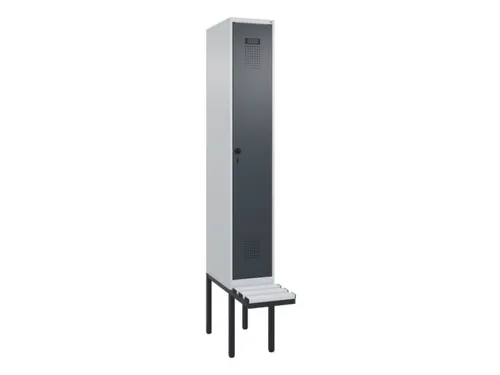locker met bank,HxBxD 2120x300x815mm,1vak,vak B 300mm,draaigrendel