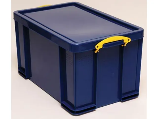 Boîte de rangement 84 Litres Bleu Foncé + poignées jaunes