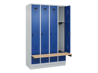 locker met bank,HxBxD 1950x1200x815mm,4vak,vak B 300mm,draaigrendel - 1