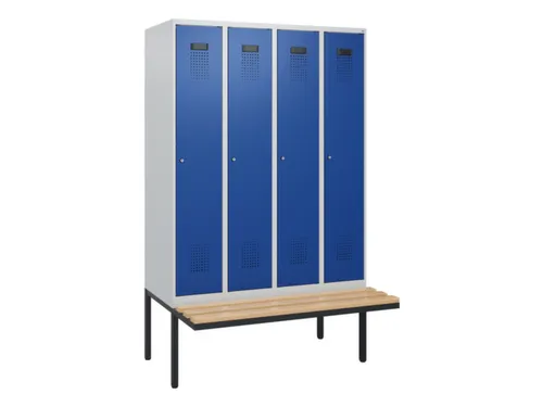 locker met bank,HxBxD 1950x1200x815mm,4vak,vak B 300mm,cilinderslot