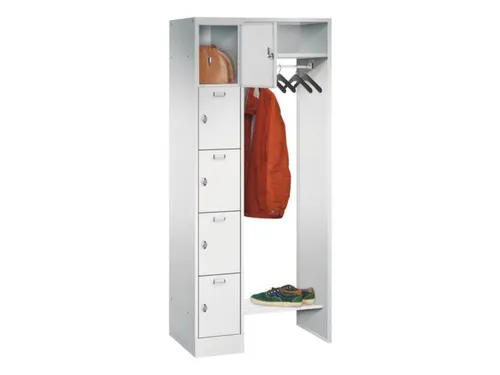 personeelsgarderobe draaigr. 1950x750x500mm 1x5 vakken 300mm RAL7035