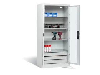 acculaadkast 1950x930x500mm 5stekkerdozen 230V cil.-slot front RAL7035 - 2