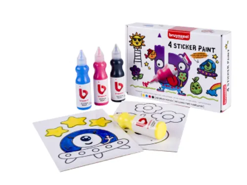 Stickerverf Bruynzeel met 2 sjablonen assorti 4 stuks