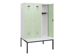 locker met bank,HxBxD 1950x1200x815mm,3vak,vak B 400mm,cilinderslot