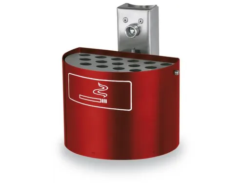 Asbak 2 liter HxØ 135x200mm Wandmontage Halfrond Rood