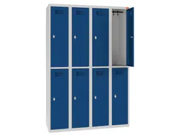 Dubbeldekse lockerkast,HxBxD 1800x1200x500mm,4x2vak.,draaigrendel