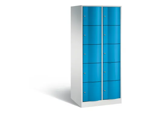 lockerkast,HxBxD 1950x770x640mm,2x5vakken,romp RAL7035,front RAL5012