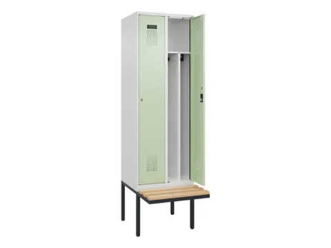 locker met bank,voor scheiding van kleding,HxBxD 2120x600x815mm,2vak