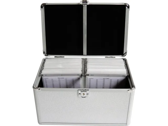 MediaRange opbergkoffer 200disc aluminiumlook genummerde hangvakken