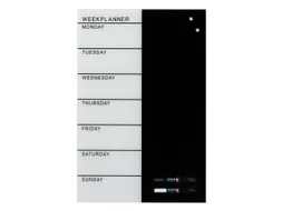 Glasmagneetbord Naga 40x60cm weekplanner GB zwart/wit