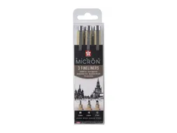 Fineliner Sakura Pigma Micron set à 3 schrijfbreedtes breed zwart