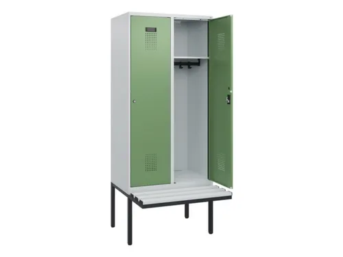 locker met bank,HxBxD 1950x800x815mm,2vak,vak B 400mm,cilinderslot